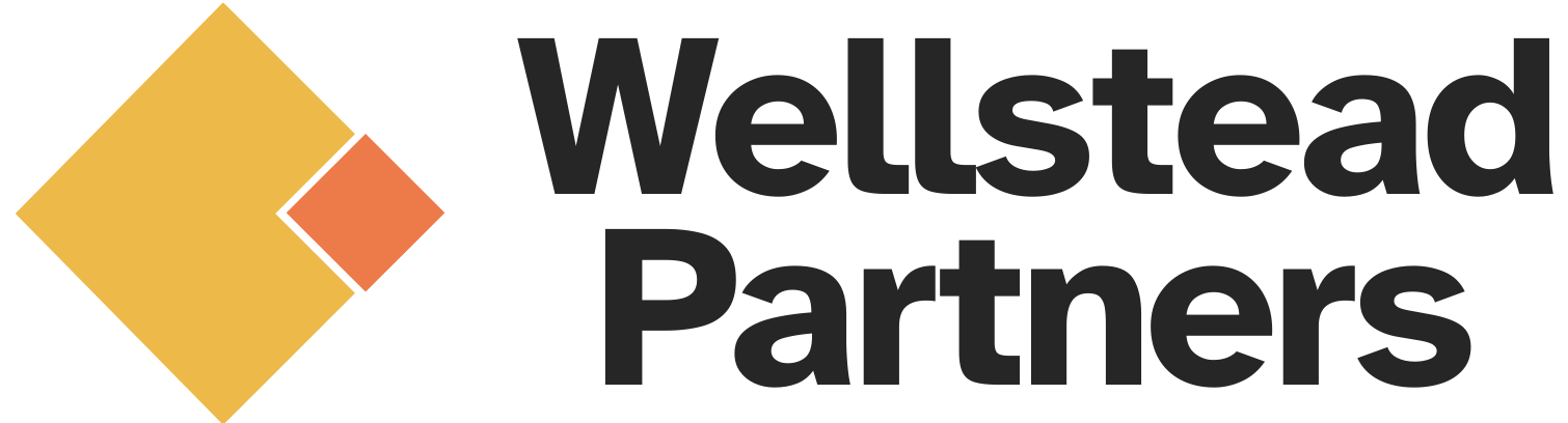 Wellstead Partners logo featuring orange diamond with yellow inset symbolizing structure and growth strategy for founders and operators